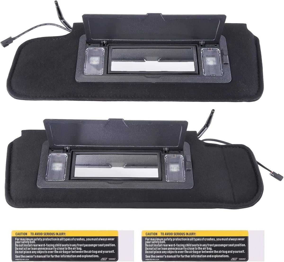 Solidspare Pair Sun visors w/Vanity Mirror & LED Light For 1984-1996 Chevy Corvette C4 5.7L