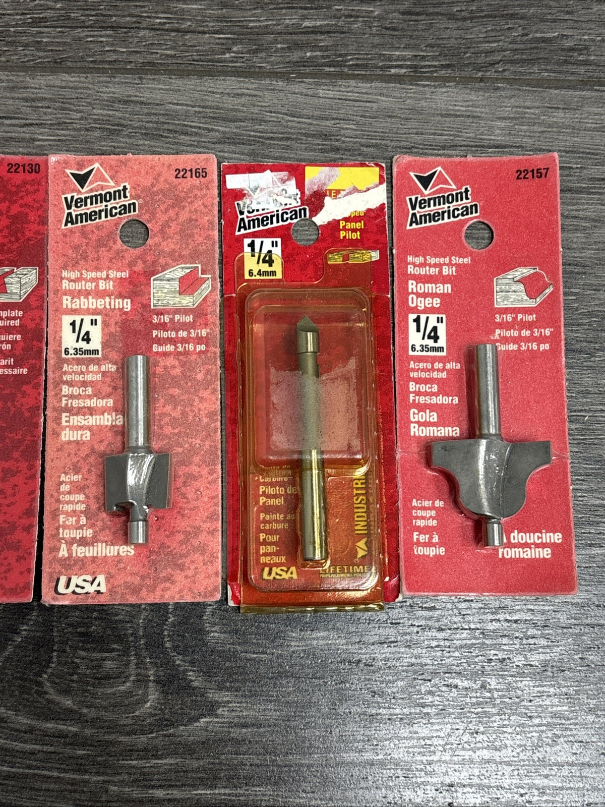 6pc Vermont American 1/4" Shank Router Bit Set - Made In USA