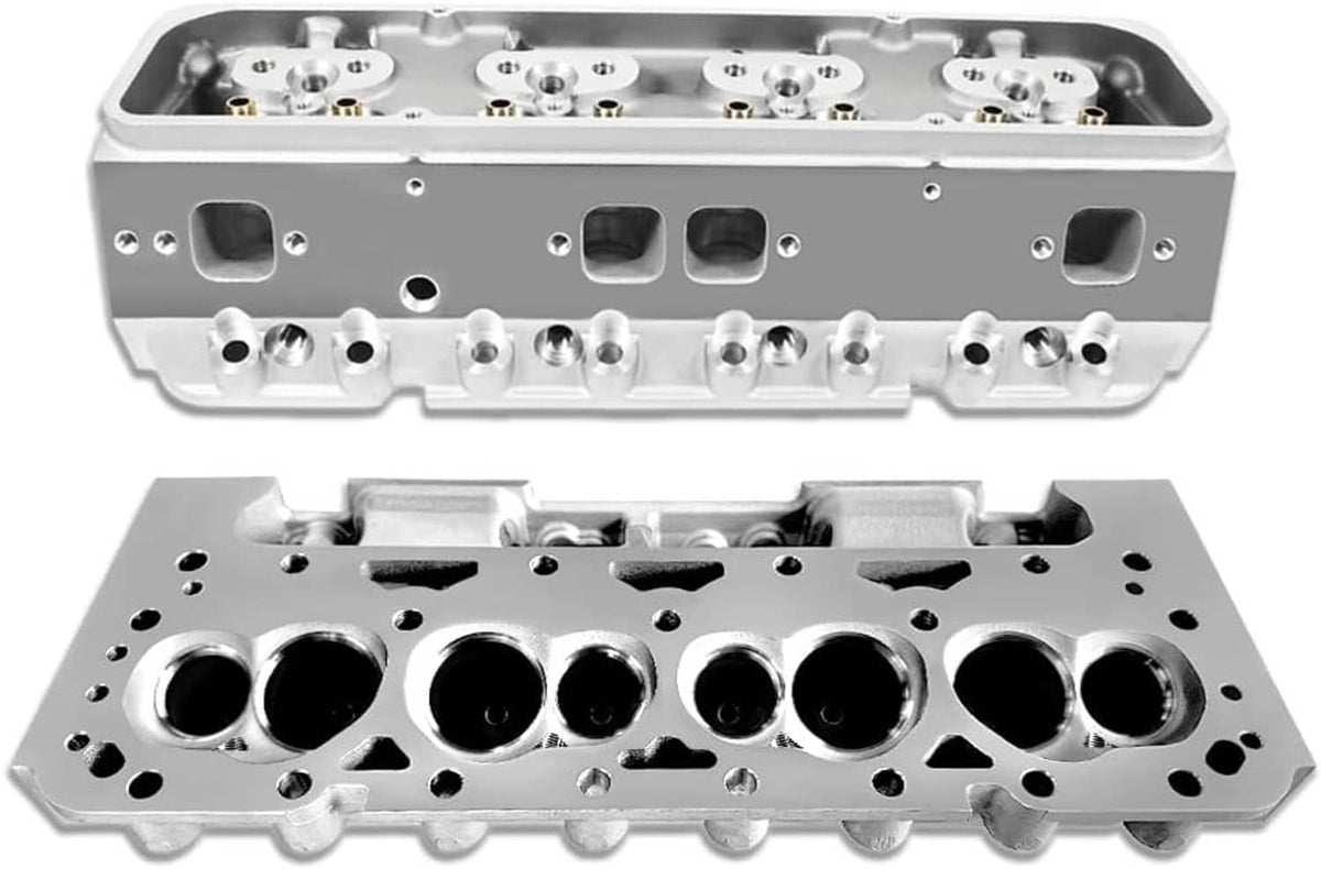 Solidspare 1 Pair For Chevy SBC 283 302 350 400 Bare Cylinder Heads 205cc/64cc Angle Plug