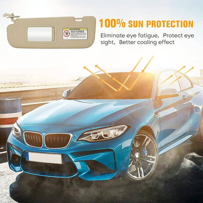Solidspare Right & Left Side Beige Sun Visor w/Mirror Pair For 2011-2015 Hyundai Elantra