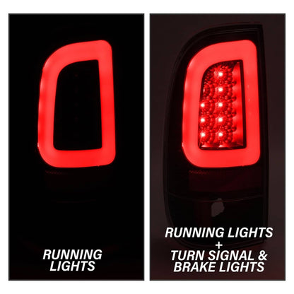 Solid Spare Black For 1997-2003 Ford F150 99-07 F250 F350 SD LED Tube Tail Lights Brake Lamp