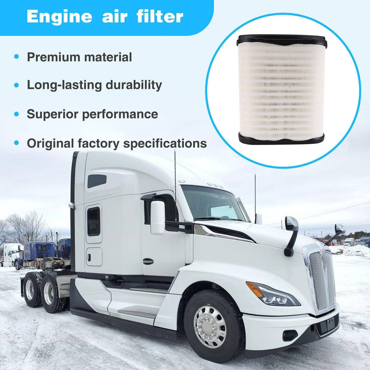 Solidspare New D37-1061 Engine Air Filter Fits For 2023 Kenworth T680 & Peterbilt 579
