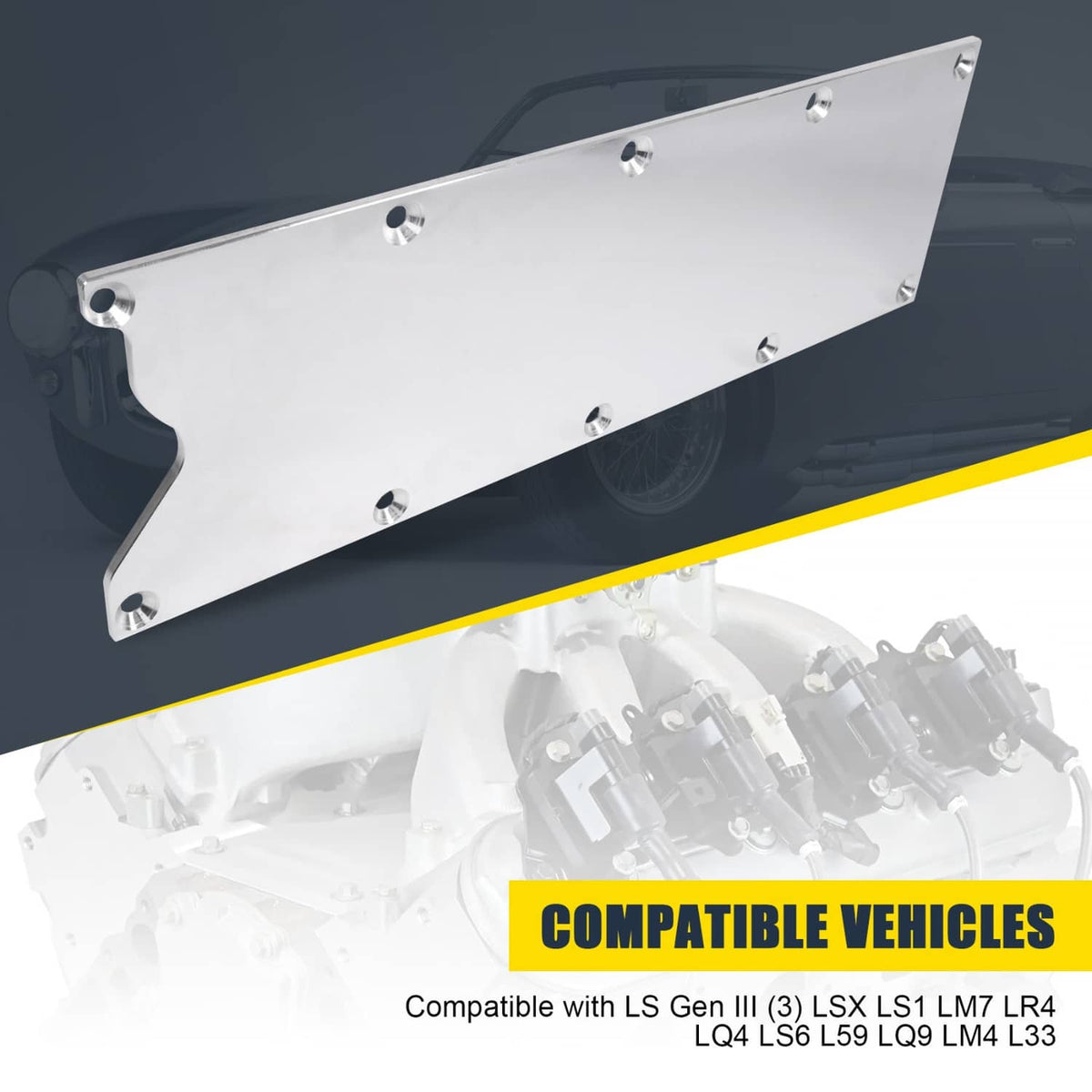 Solidspare Valley Pan Cover Plate Knock Sensor Delete For LS Gen III Billet LS1 LS6 Gen 3