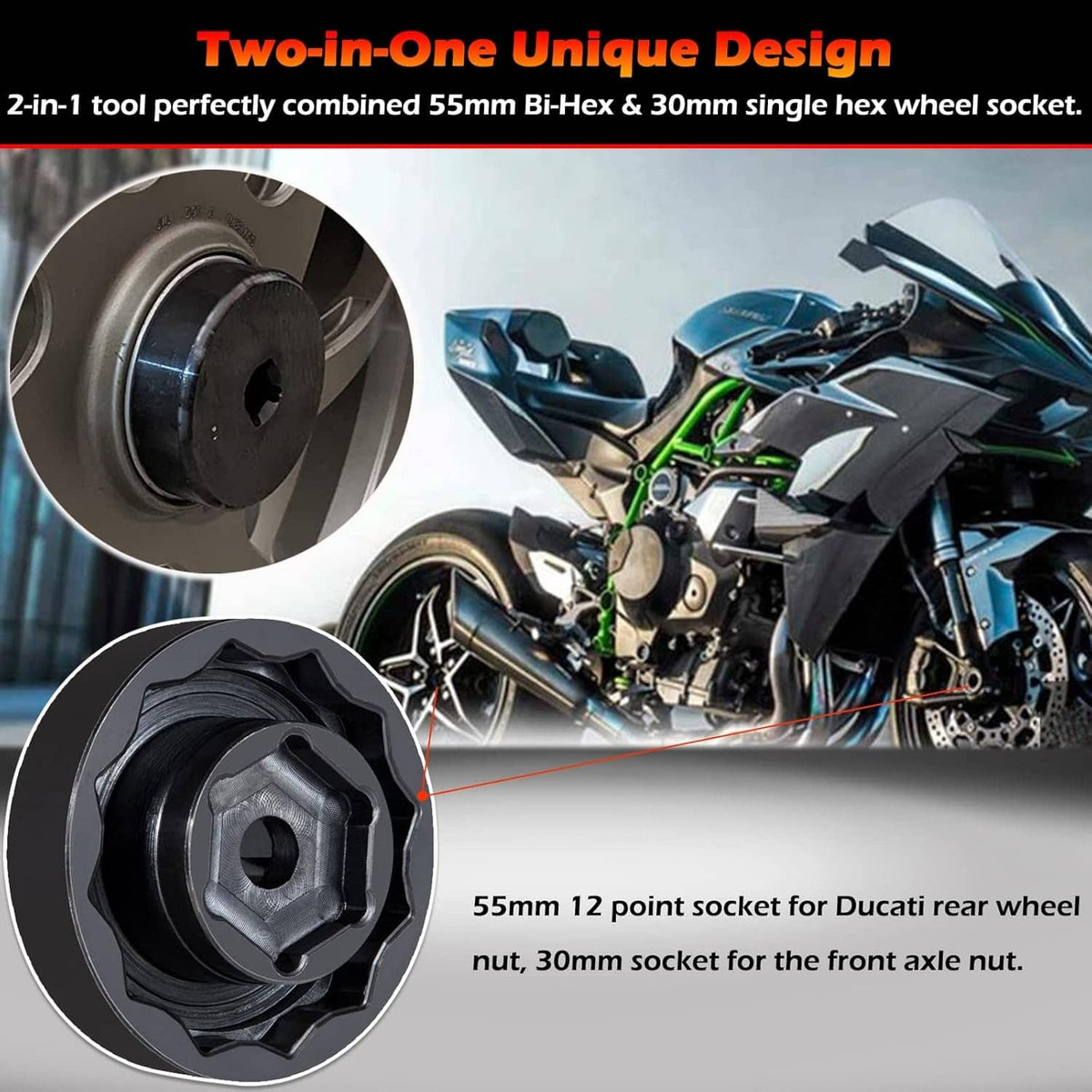 Solidspare Front Rear Wheel Axle Nut Socket Tool for Ducati ATVs Super Bike 1098 1198 1199