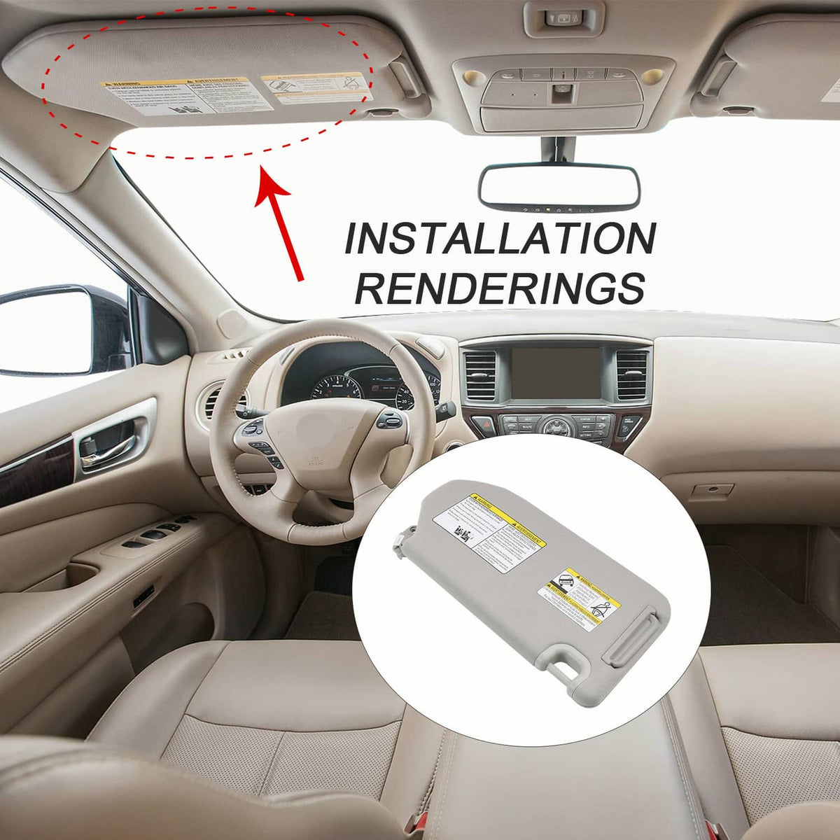 Solidspare Left Driver Side Sun Visor W/Mirror & Light For Nissan Pathfinder 2013-2018