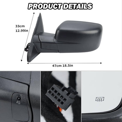 Solidspare Left / Driver Manual Fold+Heated+Temp Sensor Mirror For 2013-2019 Dodge Ram 1500