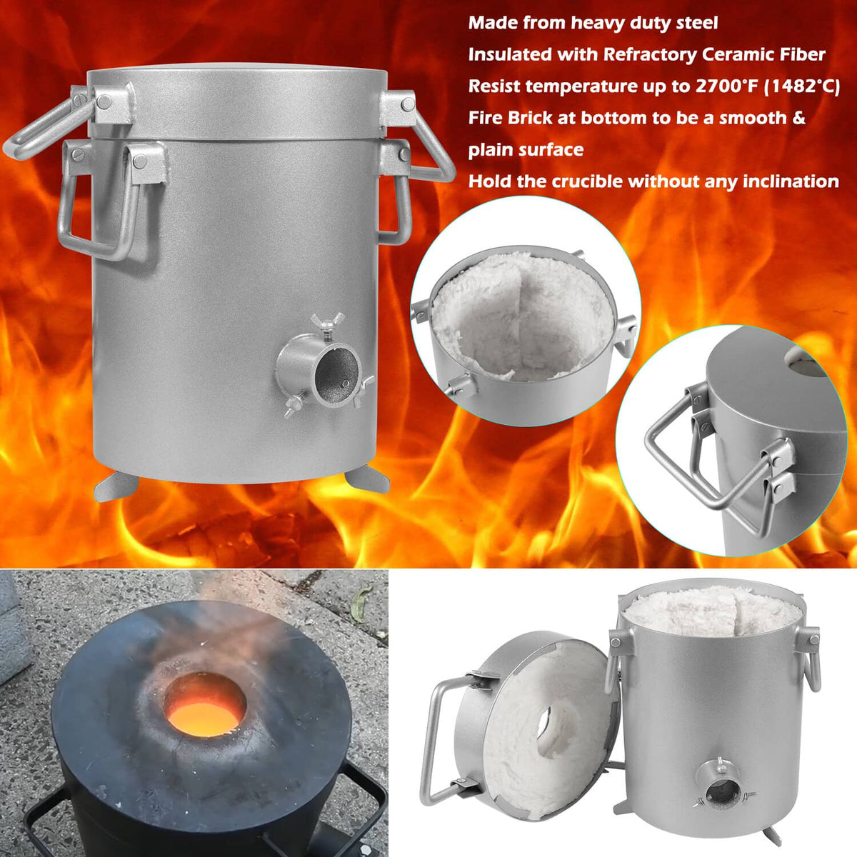 Solidspare 28LB/12.8KG Propane Furnace Kit Smelting Gold Silver Copper Scrap Metal Casting
