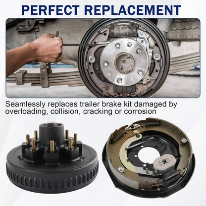 Solidspare 8 on 6.5" Bolt Circle Hub Drum Kits w/ 12" x 2" LH&RH Electric Brake for 7000lbs