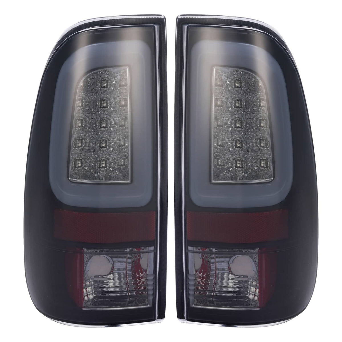 Solid Spare For 1997-03 Ford F150 99-07 F250 F350 Black Smoke LED Tube Tail Light Brake Lamp