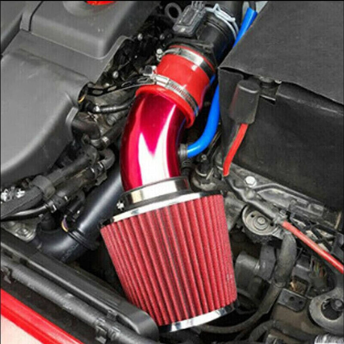 Solidspare 3" Cold Air Intake Filter Induction Kit Aluminum Pipe Power Flow Hose System