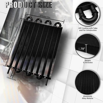 Solidspare New 8 Rows Aluminum Remote Transmission Oil Cooler Radiator Converter Kit