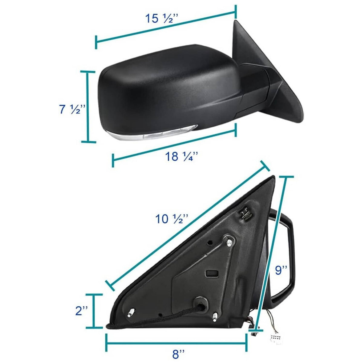 Solidspare Right/Passenger Side Fold+Heated+LED Signal Mirror For 2013-2019 Ram 1500 Power