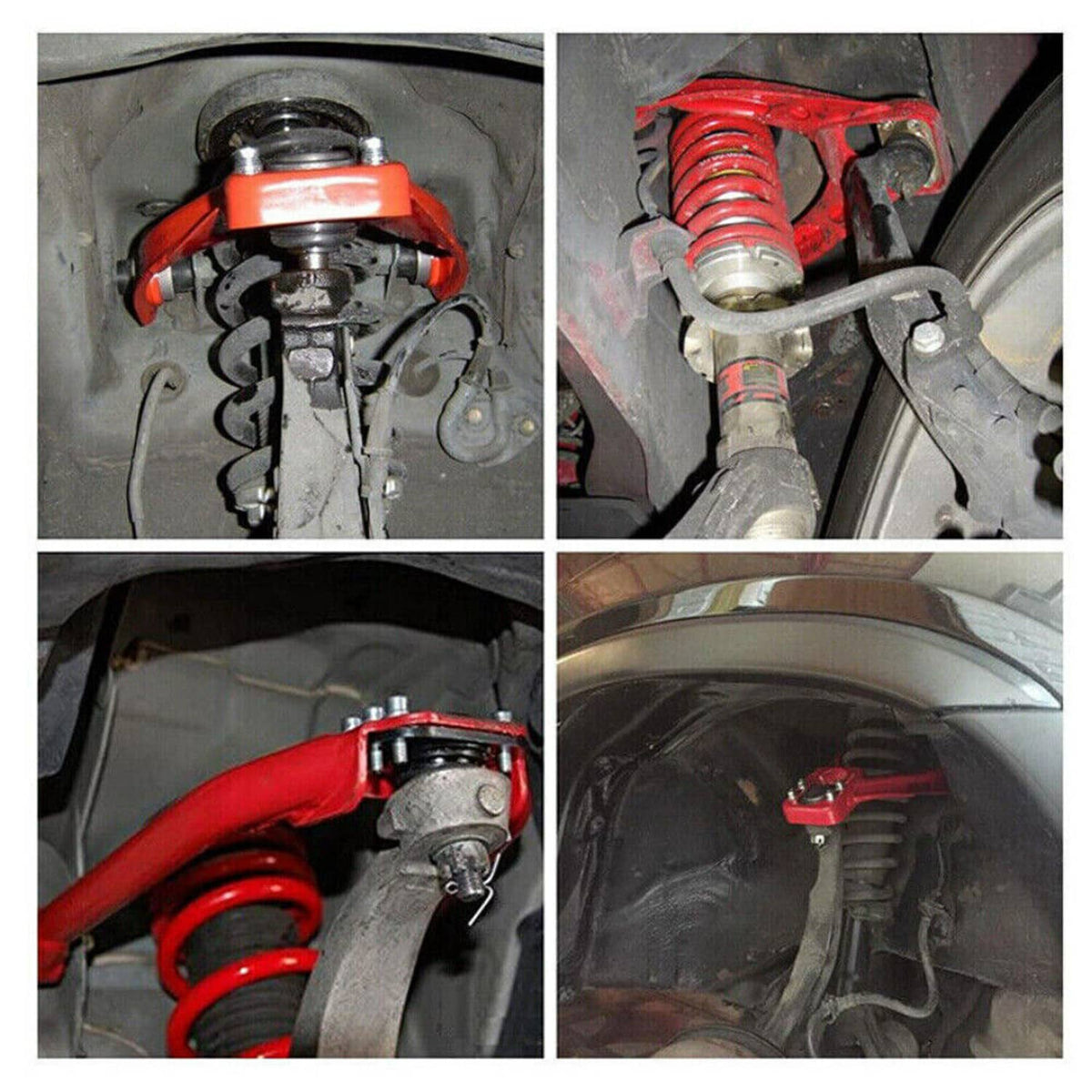Solidspare For 1996-00 Honda Civic EJ EK Front JDM Adjustable A-Arms Control Camber Kit Red