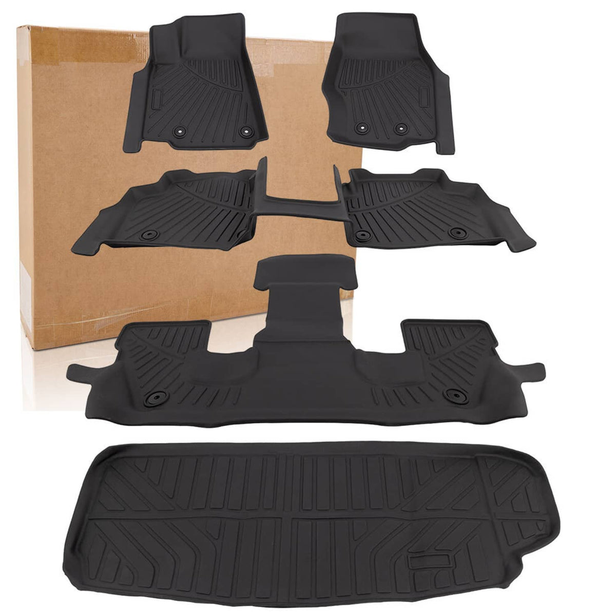 Solidspare All Weather Floor Mats 3 Row + Cargo Liners For Jeep Grand Cherokee L 2021-2025
