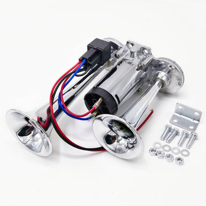 Solidspare Super Loud Car Electric Horn 600DB 12V Dual Trumpets Truck Boat Train Speaker