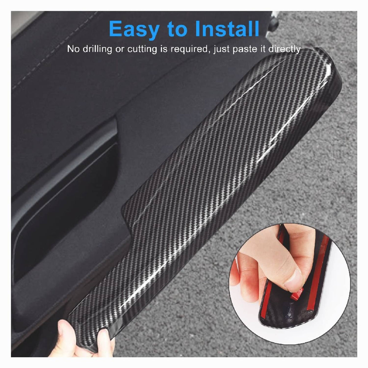Solid Spare 4x For Honda Civic 2016-2020 Carbon Fiber Interior Door Armrest Panel Trim Cover