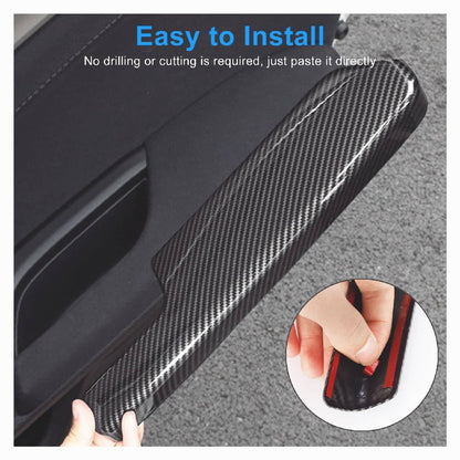 Solid Spare 4x For Honda Civic 2016-2020 Carbon Fiber Interior Door Armrest Panel Trim Cover