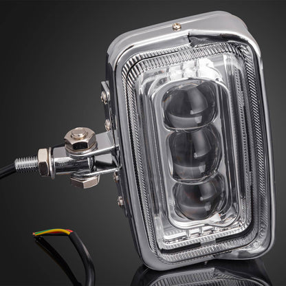 Solidspare Universal 10mm Front Motorcycle Square Headlight For Harley Honda Suzuki Chopper