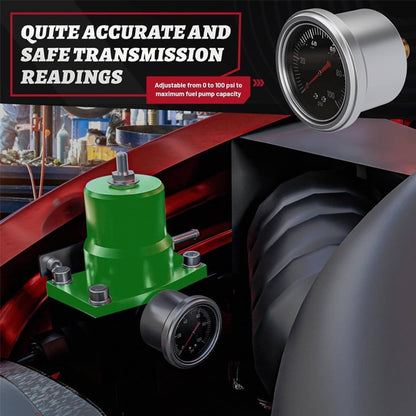 Solidspare New Adjustable Fuel Pressure Regulator Kit Oil 0-100psi Gauge -6AN Black & Green