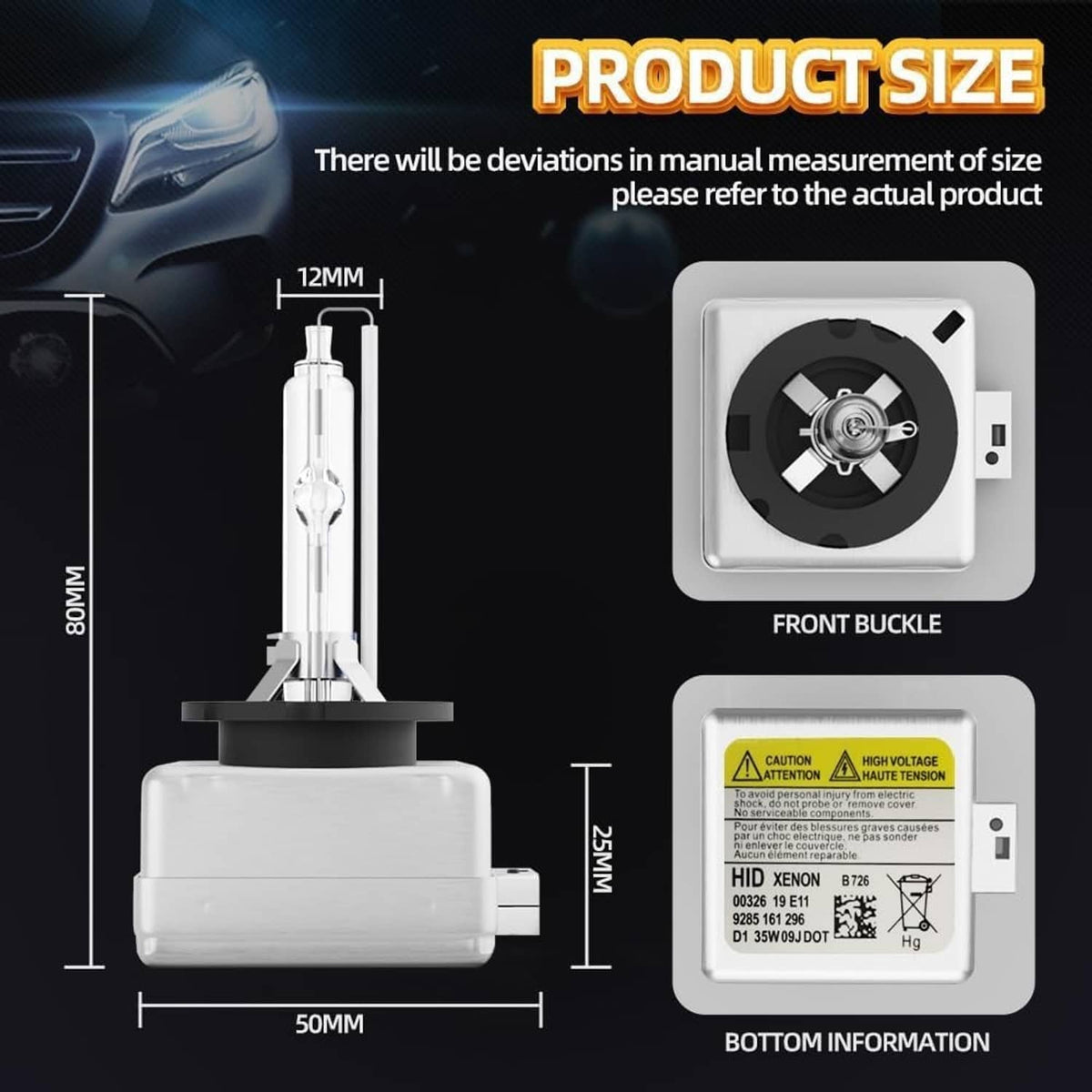 Solidspare Front HID Headlight High-Low w/ LED Fog Light Bulbs For 2007-2015 BMW X5 White