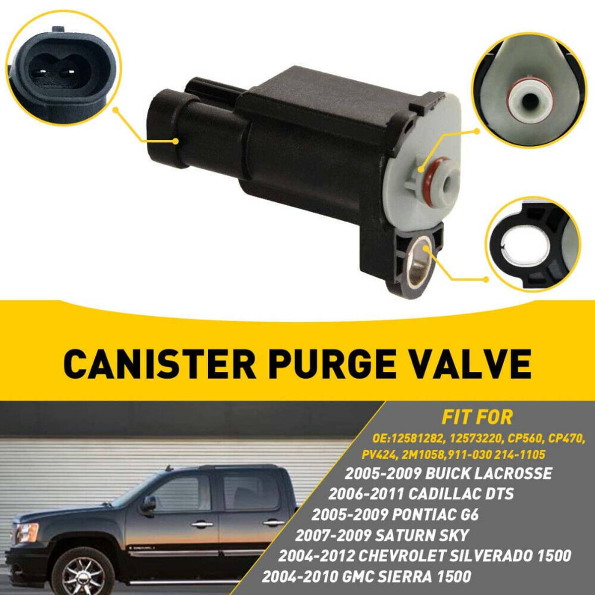 Solidspare EVAP Vapor Canister Purge Solenoid Valve For Cadillac Chevy Silverado GMC Sierra