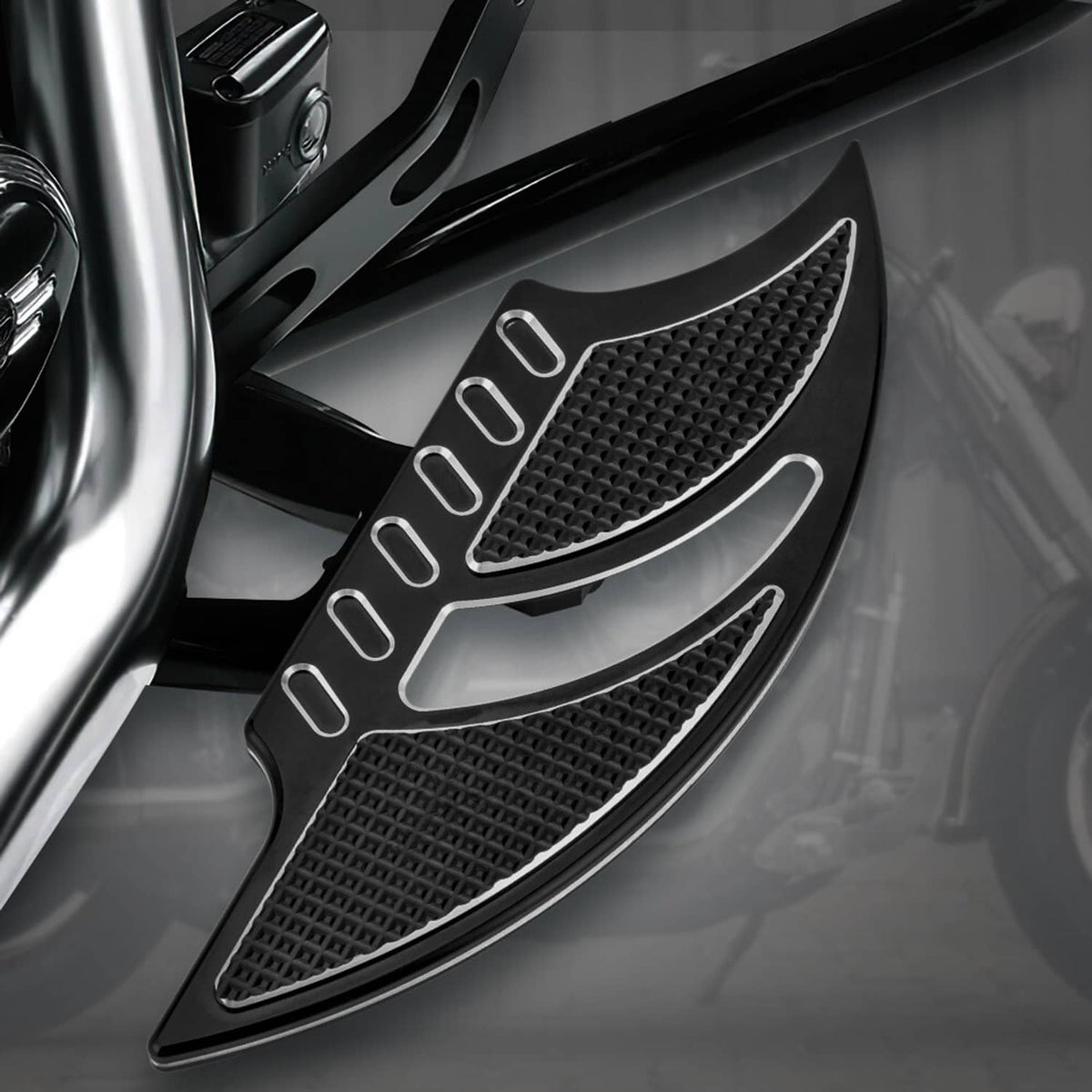 Solidspare Motorcycle Male Mount Foot Pegs Footboards CNC Cut For Harley Softail FL 1986-24