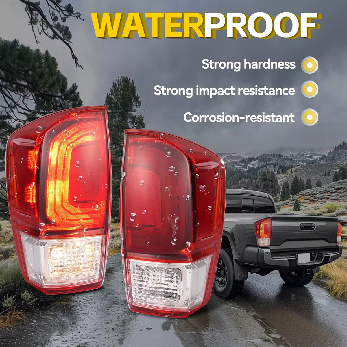 Solid Spare For Toyota Tacoma TRD 2016-2023 Pair Tail Lights Brake Lamp Turn Signal w/Bulb