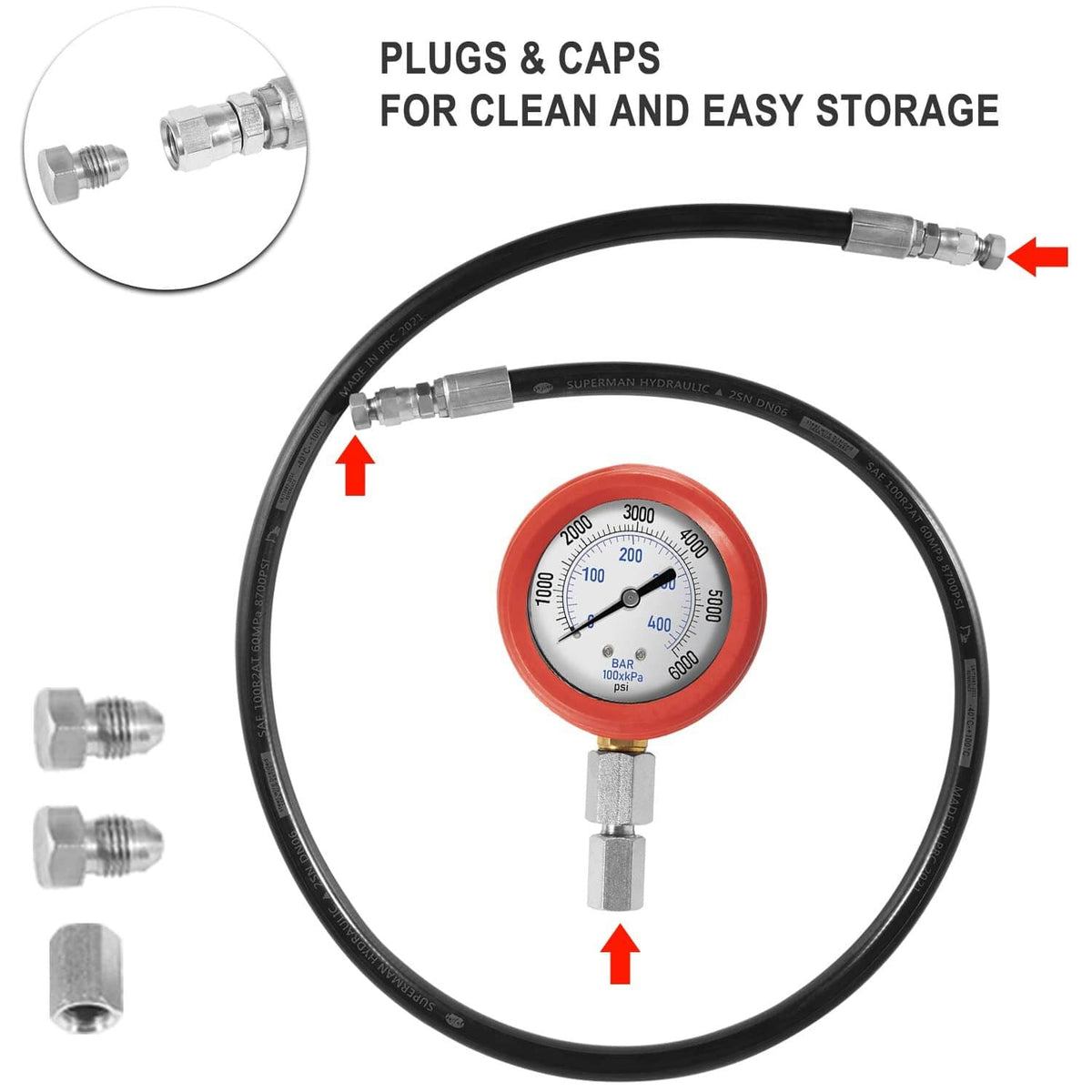 Solid Spare Hpop Test Tool High Pressure & Air Leak Test Gauge Tool Kit for Ford 6.0L & 7.3L