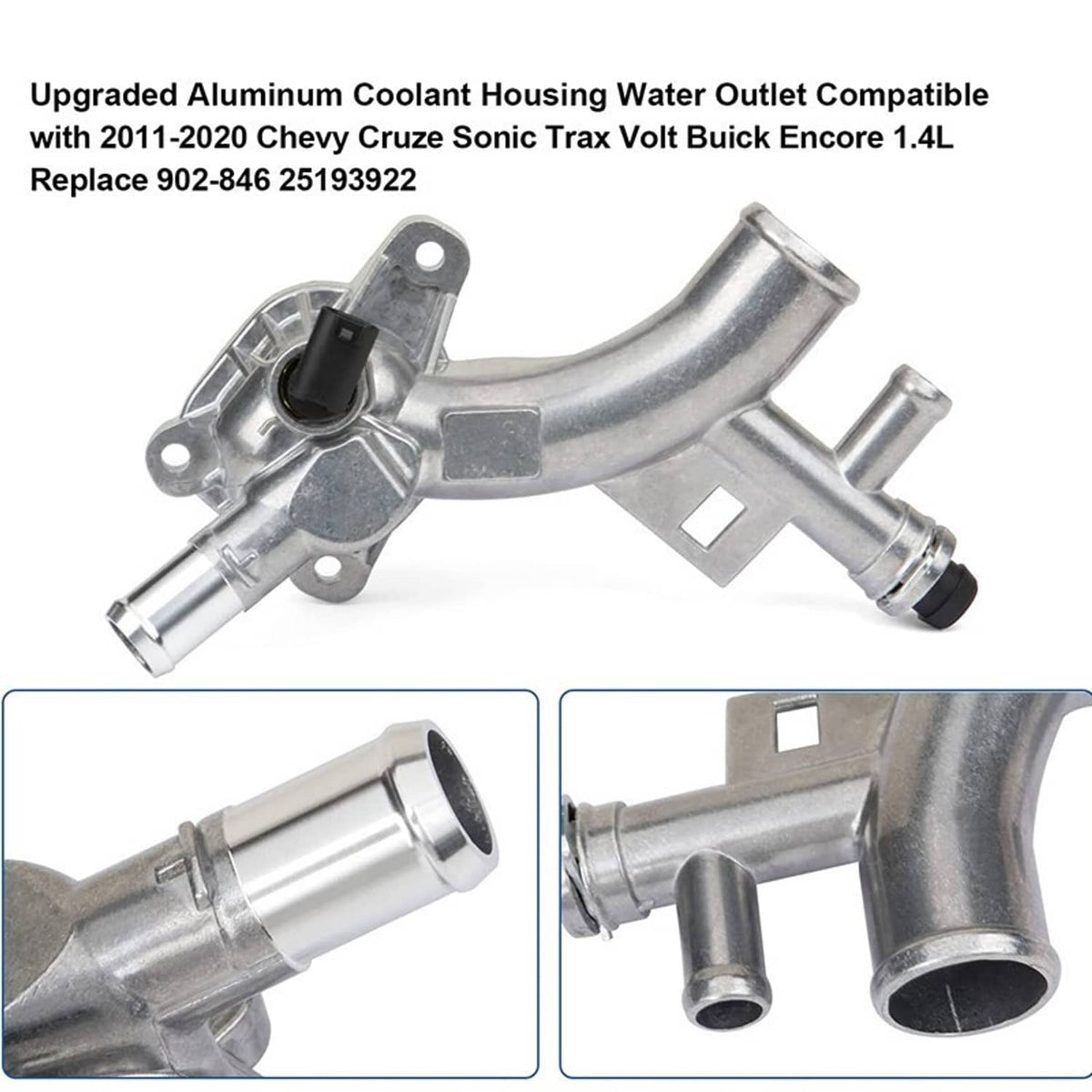 Solidspare Aluminum Water Outlet Thermostat Housing for Chevrolet Cruze Sonic Trax 1.4L