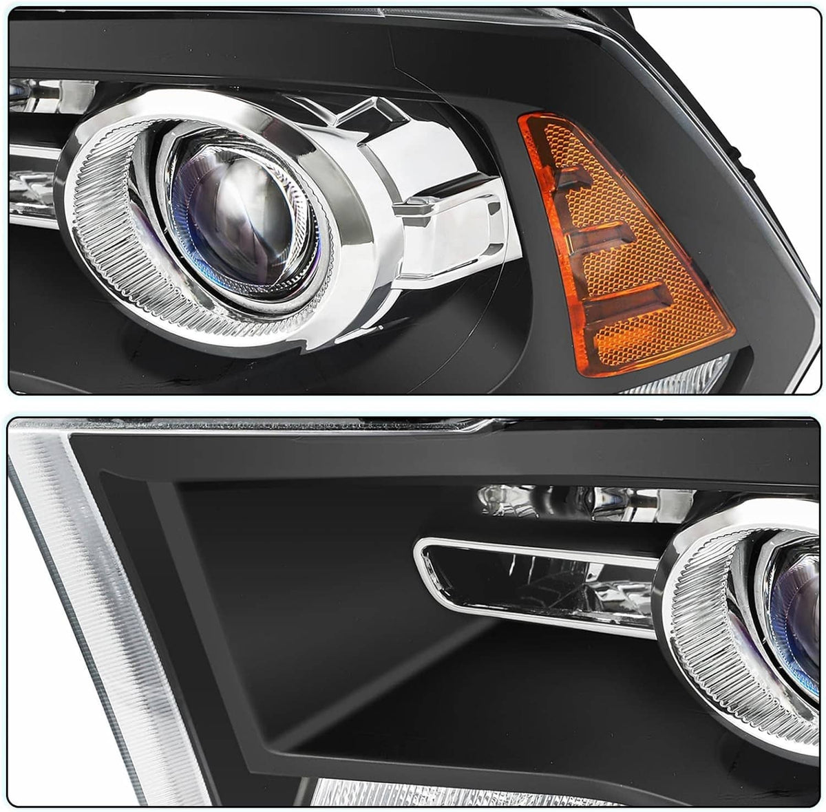Solidspare For 2009-2018 Dodge Ram 1500 2500 3500 Black Projector Headlights with LED DRL