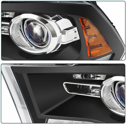 Solidspare For 2009-2018 Dodge Ram 1500 2500 3500 Black Projector Headlights with LED DRL