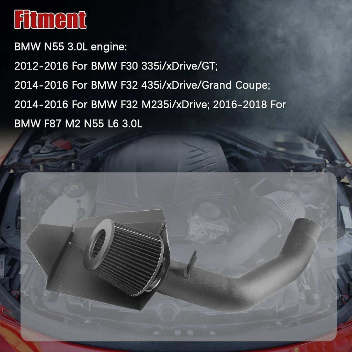 Solidspare Cold Air Intake System For BMW 12-15 335i/14-16 435i M235i /16 M2 N55 3.0L Turbo