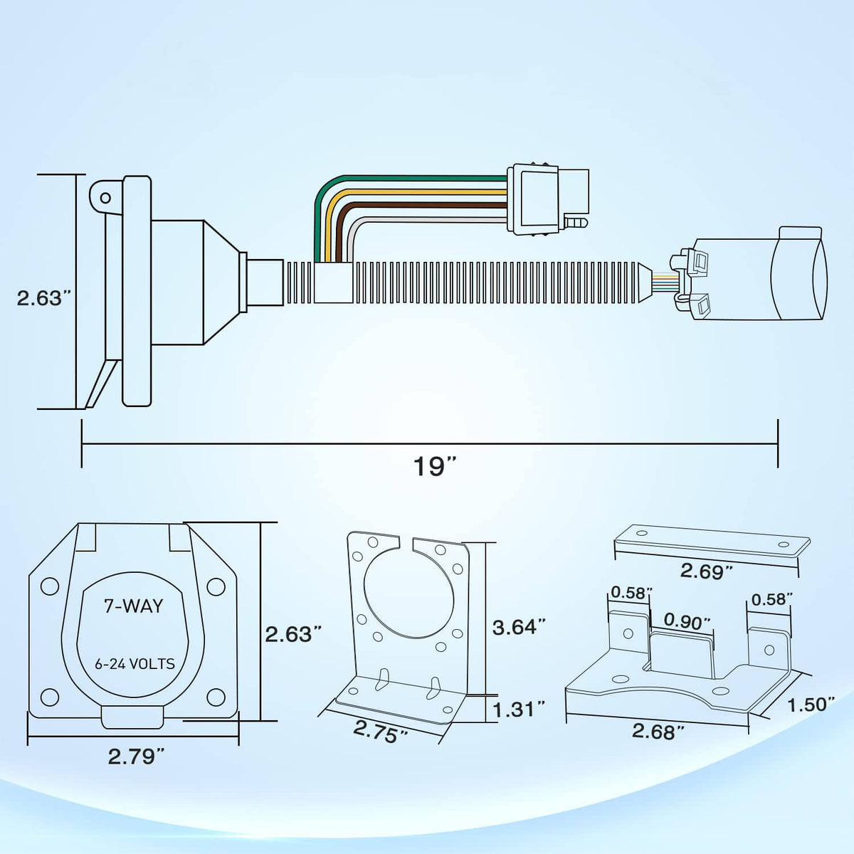 Solidspare 7 Way Trailer Wiring Harness 4 Way Flat Plug Kits For Chevy Silverado 1500 2500