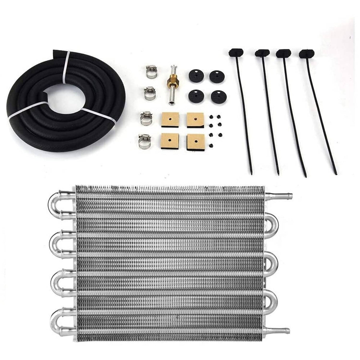 Solidspare 8 Rows Universal Aluminum Remote Transmission Oil Cooler Radiator Converter Kit