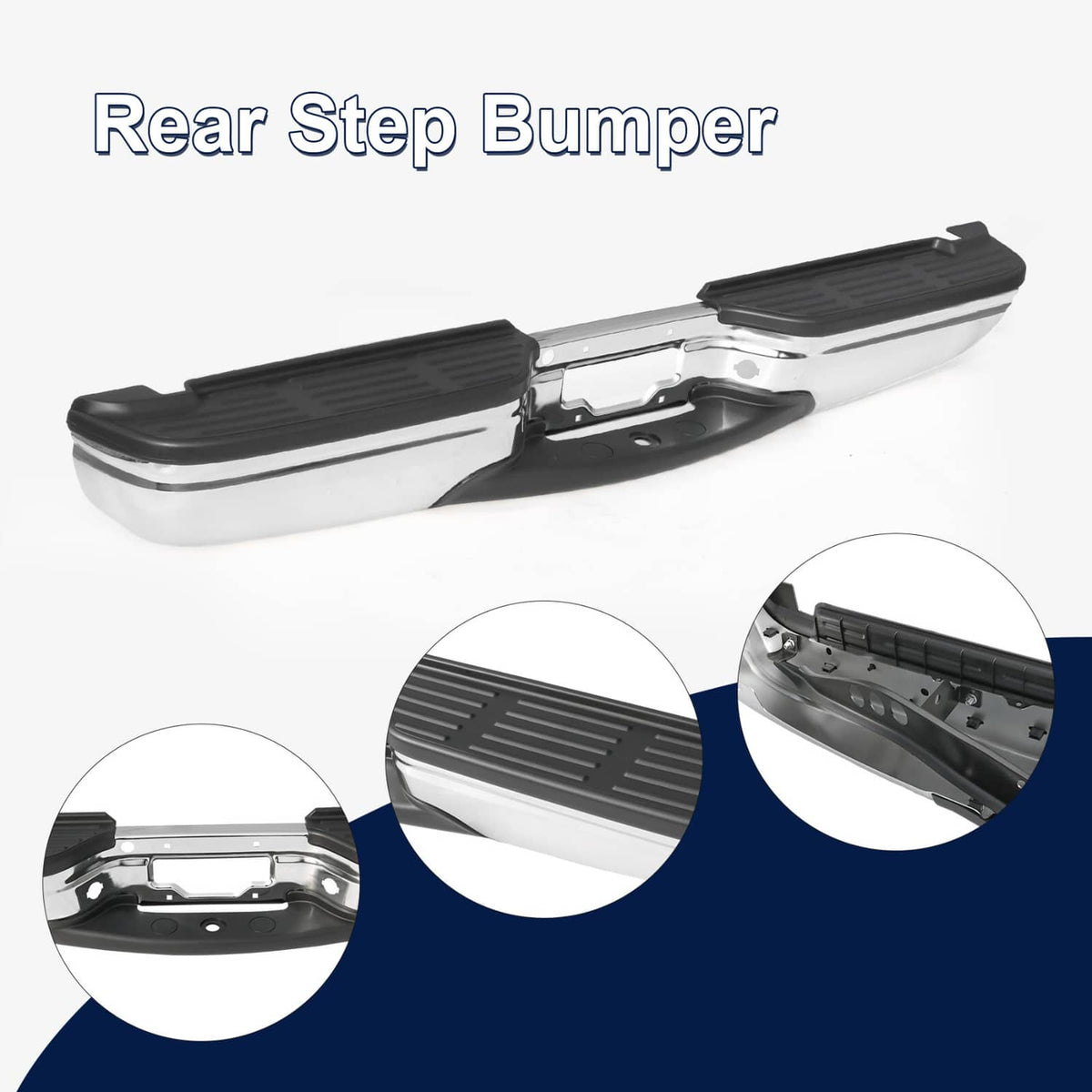Solidspare Chrome Rear Step Bumper for 1999-2007 Ford F250 F350 Super Duty  W/O Sensor Hole
