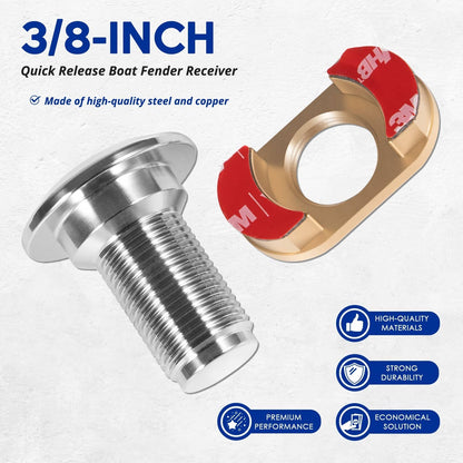 Solidspare 3/8-Inch Quick Release Fender Holder, Receiver Set (3/8-Inch Set)
