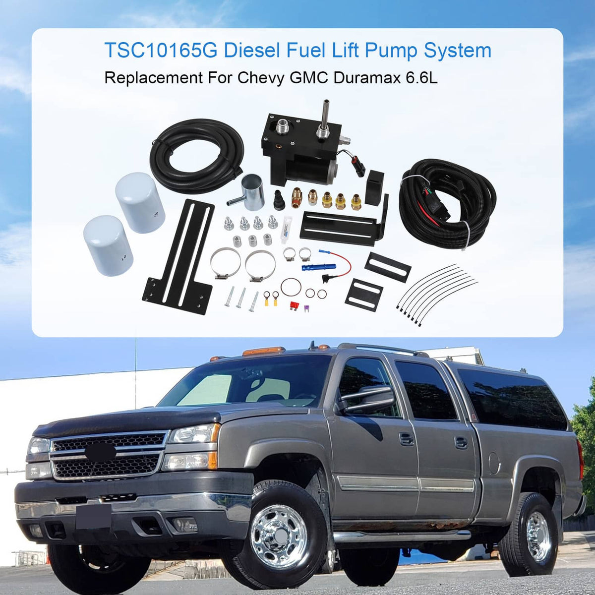 Solidspare 165GPH Diesel Fuel Lift Pump System TSC10165G FIT 01-10 Chevy GMC Duramax 6.6L