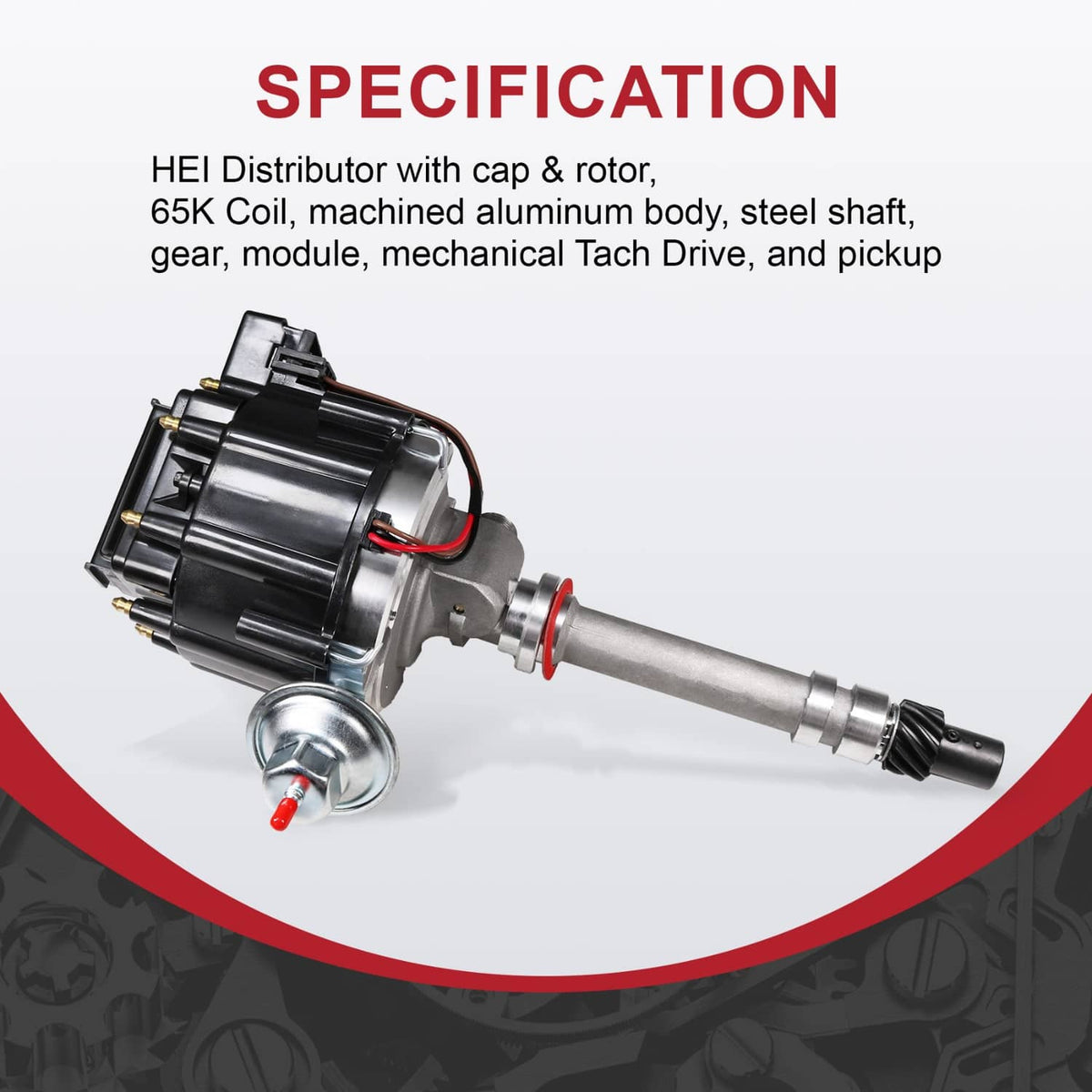 Solidspare For Chevy 327 350 383 HEI Tach Drive Distributor For 1962-1974 Corvette D33102BK