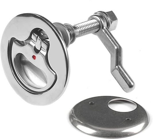 Solid Spare Boat Cam Latch, 316 Stainless Steel Marine Hatch Pull with Back Plate, Screws