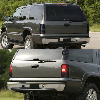 Solid Spare For 2000-2006 Chevy Suburban Tahoe GMC Yukon Black Smoke LED Tube Tail Lights
