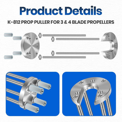 Solidspare K-812 Boat Prop Puller Tool for 3 & 4 Blade Propellers, for 1-1/4” to 1-1/2”