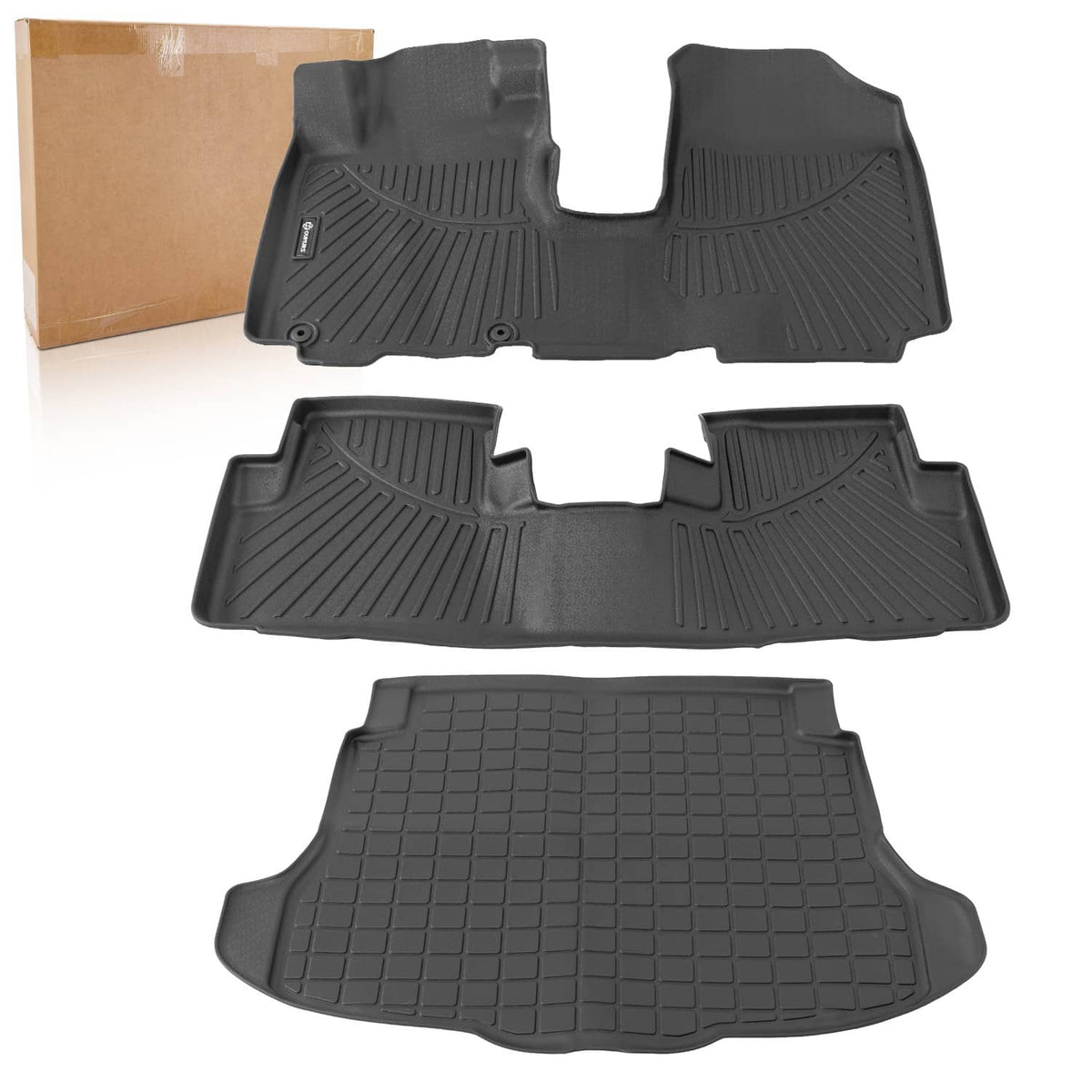 Solidspare Front Floor Mats & Rear Cargo Liner for 2007-2011 Honda CRV LX/SE/EX/EX-L TPE