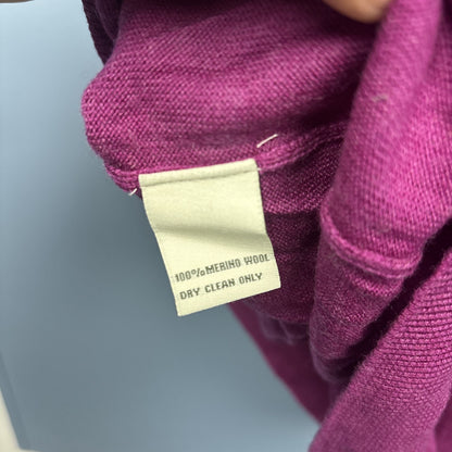 Men's L Donald Ross Sleeveless 1/4 Zip Vest Outerwear Fuschia 100 % Merino Wool