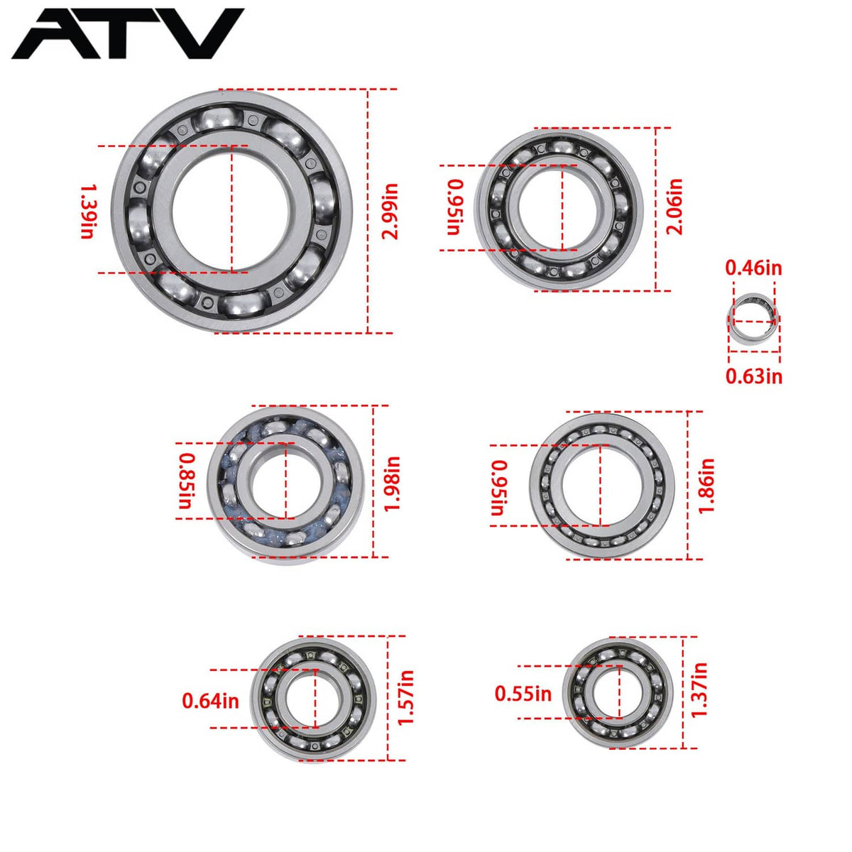 Solidspare HR00055/HR00057/K078 For Honda TRX350 FE 2000-2006 Transmission Bearing Kit US