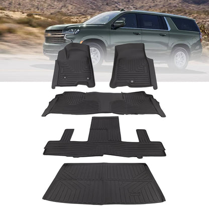 Solidspare Full Set Floor Mats Cargo Liner For Chevrolet Suburban GMC Yukon XL 2021-2025