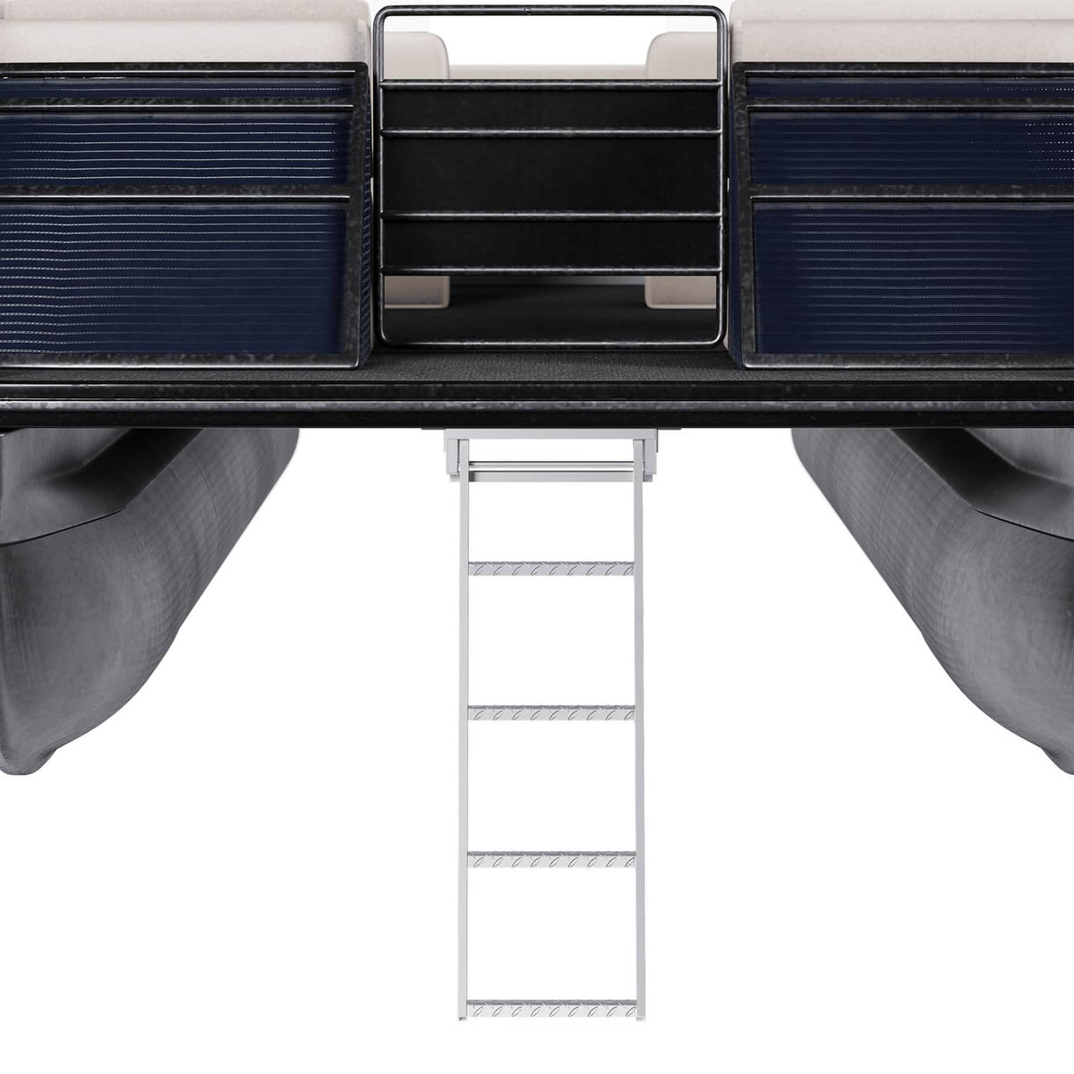 Solidspare 4 Step Pontoon Under Deck Boat Ladder Aluminum Under-Boat Mount , Silvery