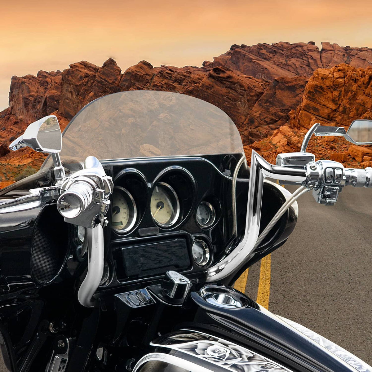 Solidspare 10" Rise Meathook Bagger Ape Handlebar for 86-24 Harley Touring FLH FLHX FLHTC