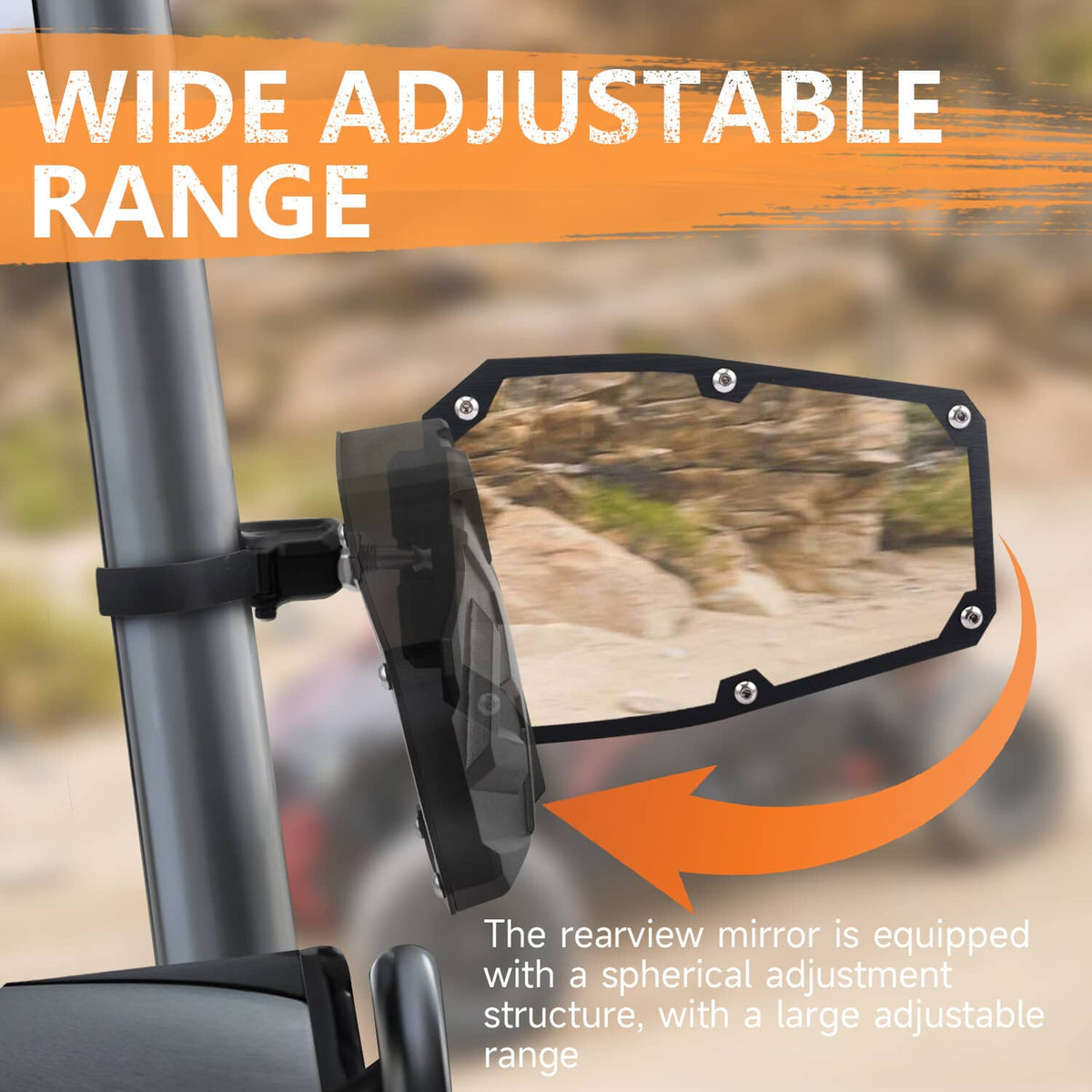 Solidspare UTV Side Mirrors for 1.5" -2" Roll Bar Kawasaki Teryx Pioneer Rhino Yamaha YXZ