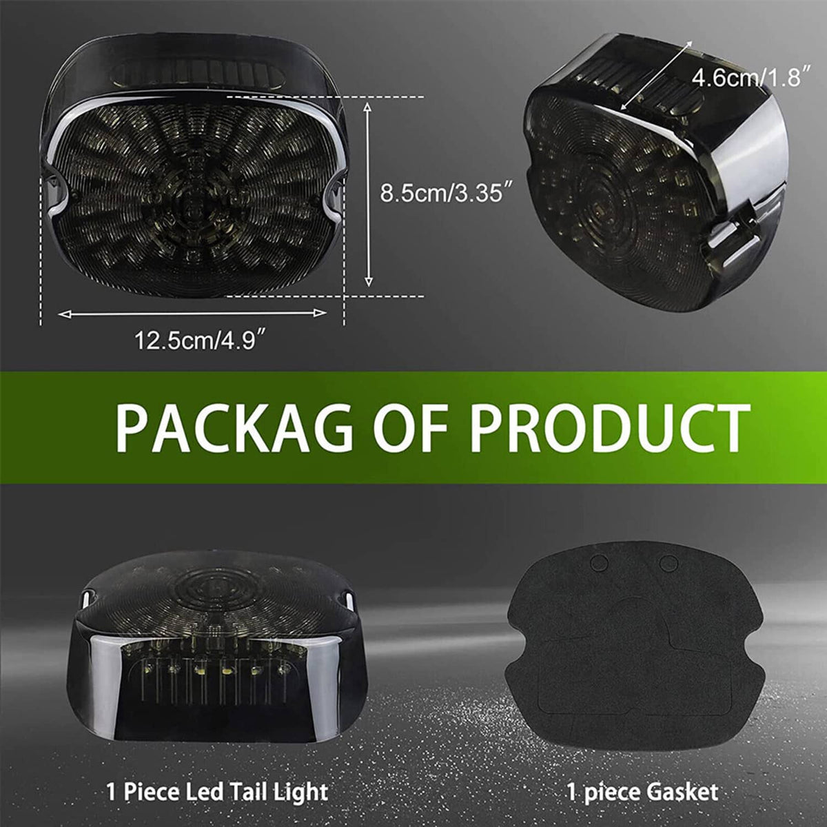 Solidspare Smoke LED Tail Light Brake Rear for Harley Road King Electra Glide Tour Dyna FXR