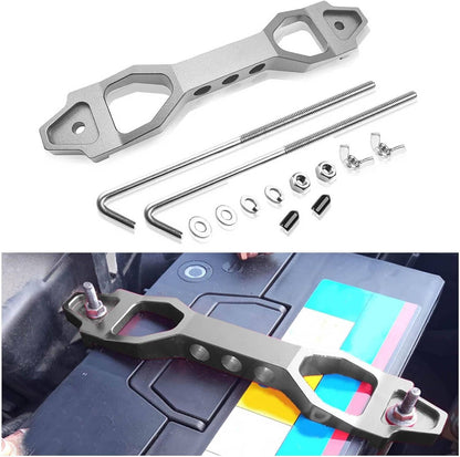 Solidspare Billet Aluminum Car Battery Tie Down Mount Bracket Brace Bar 220-190mm Silver
